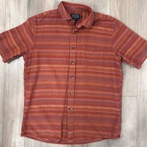 Pendleton Men's Orange Striped Button Down Shirt